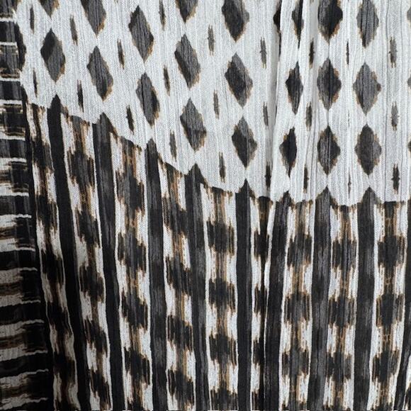 Lucky Brand Bohemian Chiffon Tie Top Geometric Design Blouse Small - Picture 6 of 14